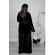 عباية شتوية سوداء من المخمل مع طرحة  أناقة فاخرة ولمسة أنثوية راقية