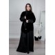 عباية شتوية سوداء من المخمل مع طرحة  أناقة فاخرة ولمسة أنثوية راقية