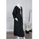 جلابية نسائية طويلة صوف لون أسود مزينة بكلفة باللون الذهبي في الياقة من الأمام و الأكمام