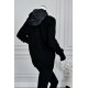 بلوزة نسائي شتوي أسود بسحاب أمامي وقبعة وجيوب مبطنة بنقشة مربعات