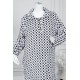 قميص نسائي طويل شتوي لون أبيض و أسود ياقة مطوية و أزرار من الأمام و بأكمام طويلة