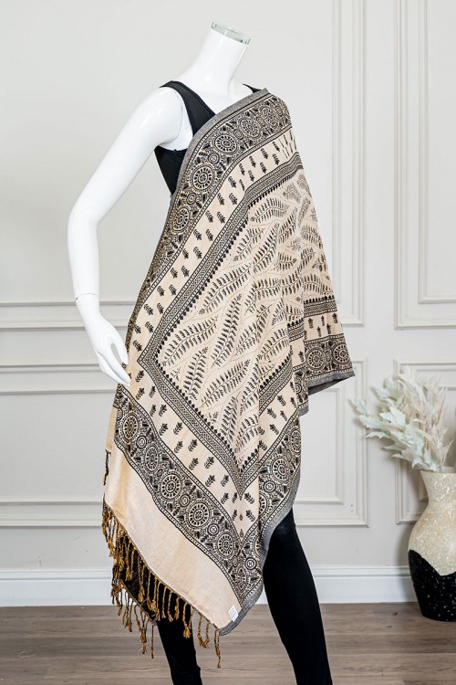 شال كشميري نسائي متعدد الألوان بنقوش ملونة