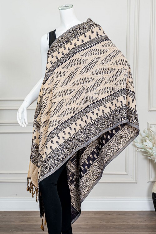 شال كشميري نسائي متعدد الألوان بنقوش ملونة