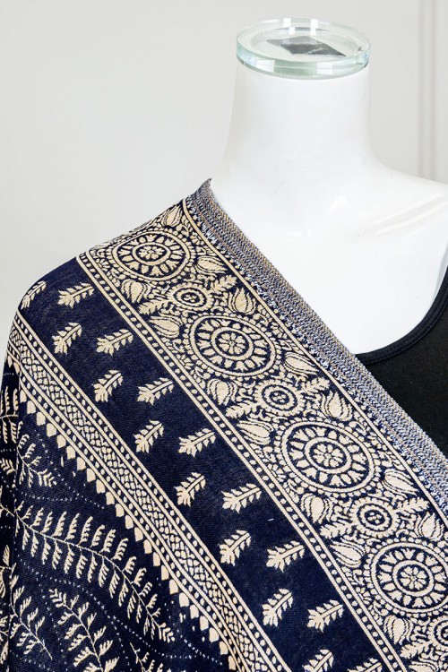 شال كشميري نسائي متعدد الألوان بنقوش ملونة