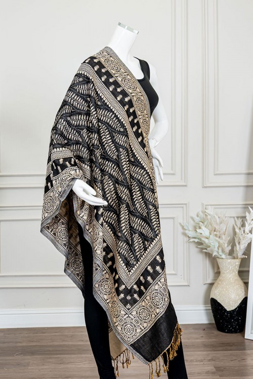 شال كشميري نسائي متعدد الألوان بنقوش ملونة