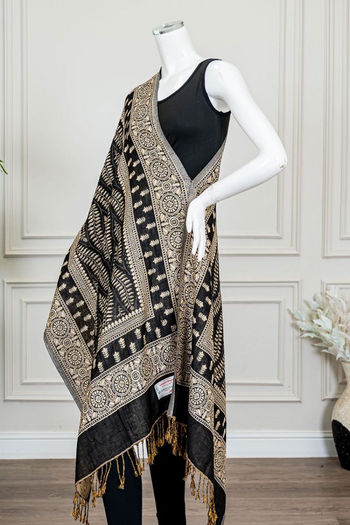 شال كشميري نسائي متعدد الألوان بنقوش ملونة