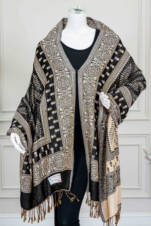 شال كشميري نسائي متعدد الألوان بنقوش ملونة