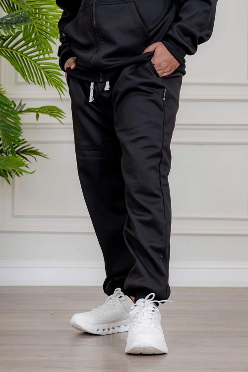 طقم-رجالي-شتوي-قطعتين-لون-أسود-ببلوفر-هودي-قبعة-متصلة