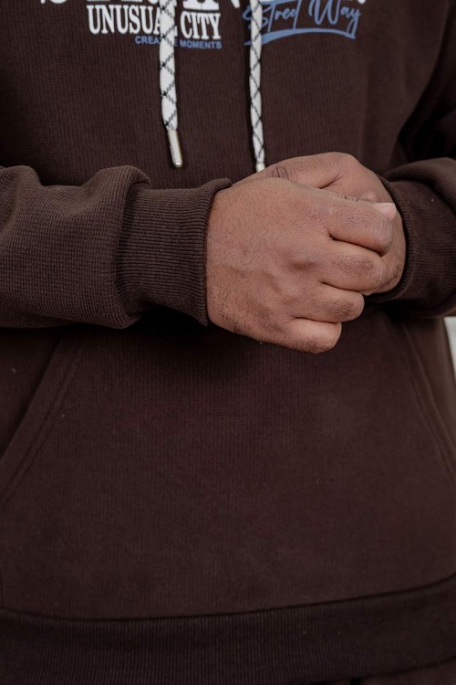 طقم-رجالي-شتوي-قطعتين-لون-بني-ببلوفر-هودي-قبعة-متصلة