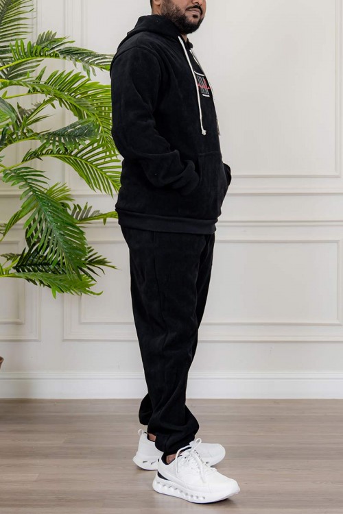 طقم-رجالي-شتوي-قطعتين-لون-أسود-ببلوفر-هودي-قبعة-متصلة