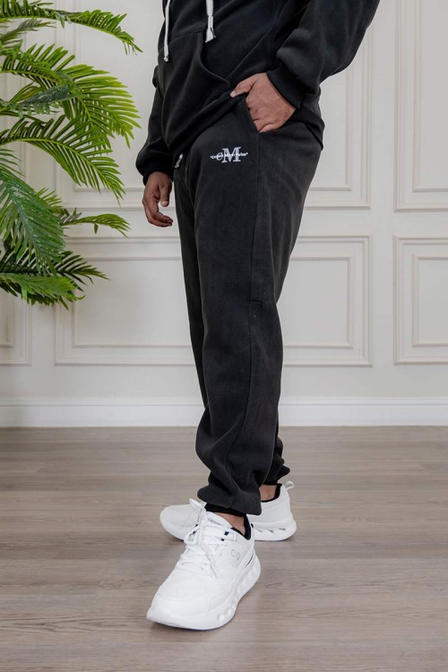 طقم-رجالي-شتوي-قطعتين-لون-أسود-ببلوفر-هودي-قبعة-متصلة-