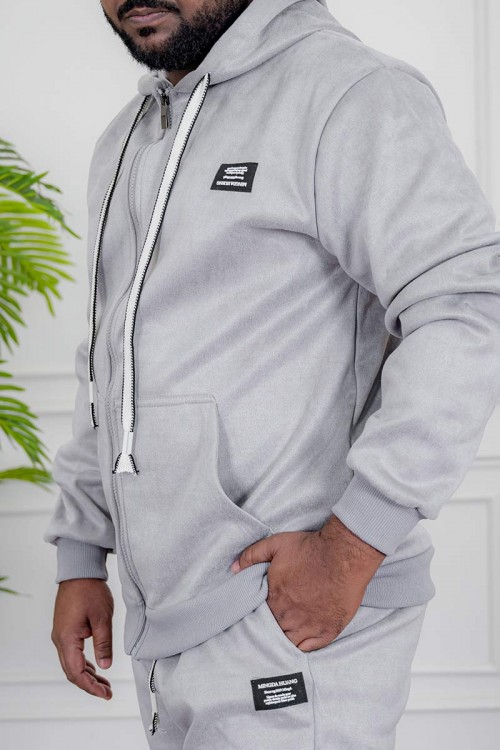 طقم-رجالي-شتوي-قطعتين-لون-رمادي-ببلوفر-هودي-قبعة-متصلة-