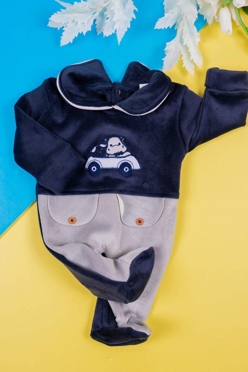 بربتوز-أطفال-لون-رمادي-و-كحلي-بياقة-مطوية-