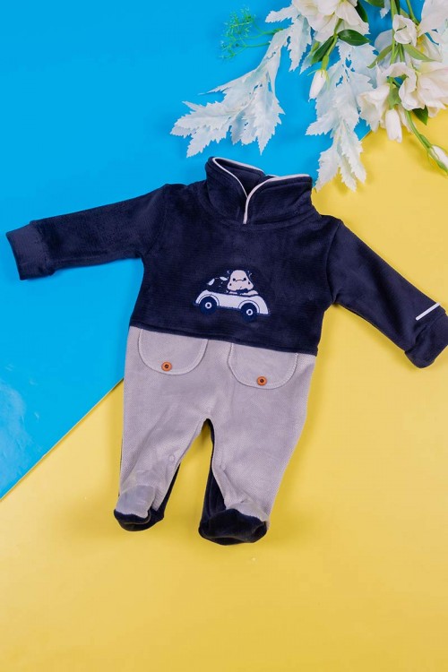 بربتوز-أطفال-لون-رمادي-و-كحلي-بياقة-مطوية-