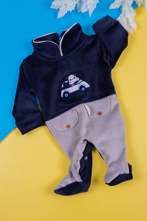 بربتوز-أطفال-لون-رمادي-و-كحلي-بياقة-مطوية-