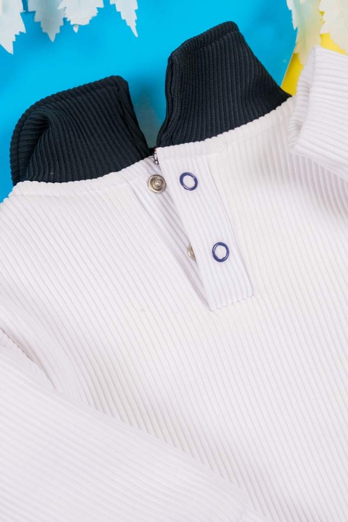 بربتوز-أطفال-لون-أبيض-و-كحلي-بياقة-مطوية-مزين-