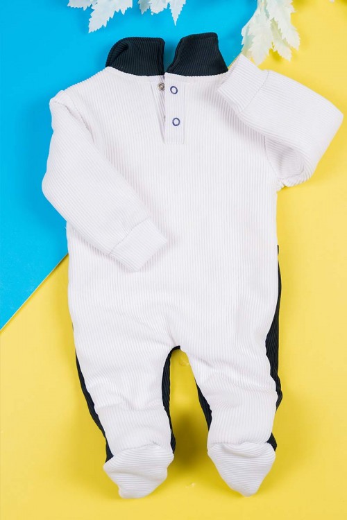 بربتوز-أطفال-لون-أبيض-و-كحلي-بياقة-مطوية-مزين-