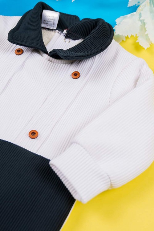 بربتوز-أطفال-لون-أبيض-و-كحلي-بياقة-مطوية-مزين-