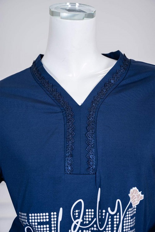 بيجاما-نسائية-قطعتين-لون-كحلي-برسومات-و-كتابات-من-الأمام-