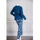 بيجاما-نسائية-قطعتين-لون-أزرق-ياقة-دائرية-بأزرار-مزينة-بكتابات