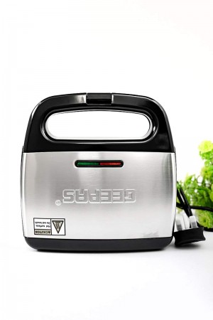 Electric grill, black and gray, with non-stick plates, 750 watts