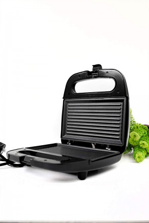 Electric grill, black and gray, with non-stick plates, 750 watts