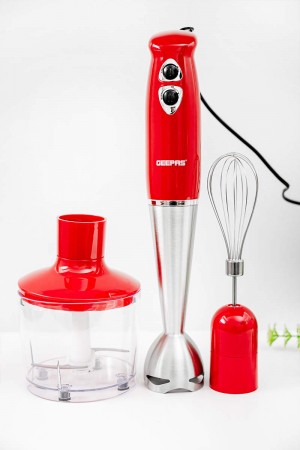 خلاط يدوي كهربائي مكون من 3 قطع لون أحمر و فضي