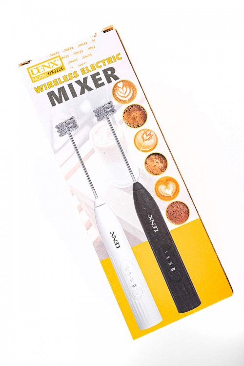 خلاط كهربائي لاسلكي لون أبيض برؤوس خفق مزدوجة من الفولاذ المقاوم للصدأ