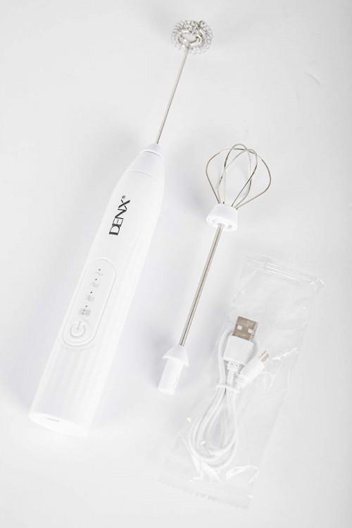 خلاط كهربائي لاسلكي لون أبيض برؤوس خفق مزدوجة من الفولاذ المقاوم للصدأ