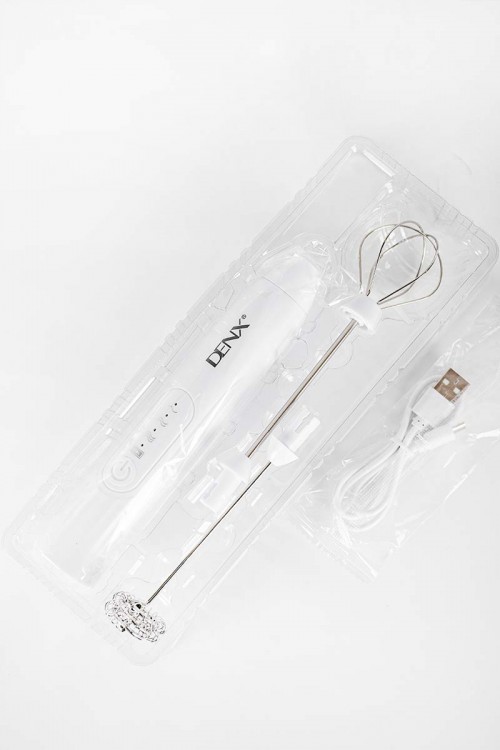 خلاط كهربائي لاسلكي لون أبيض برؤوس خفق مزدوجة من الفولاذ المقاوم للصدأ