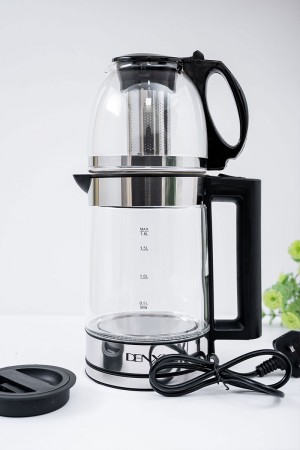 غلاية كهربائية مزدوجة من دينيكس الغلاية بسعة 1.8 لتر و الإبريق بسعة 1 لتر بقوة 1500 واط