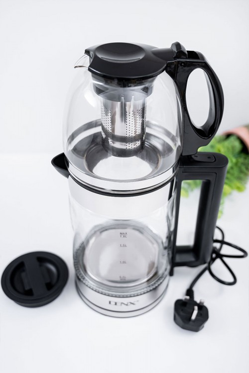 غلاية كهربائية مزدوجة من دينيكس الغلاية بسعة 1.8 لتر و الإبريق بسعة 1 لتر بقوة 1500 واط