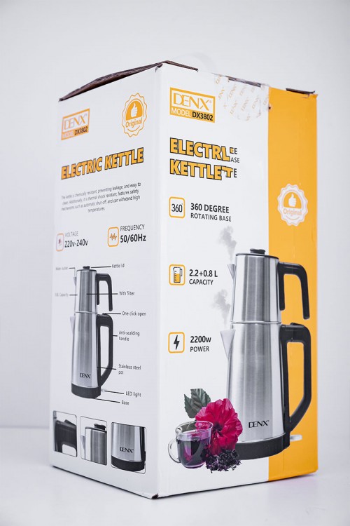 غلاية كهربائية ستيل مزدوجة من دينيكس بسعة إجمالي 3 لتر