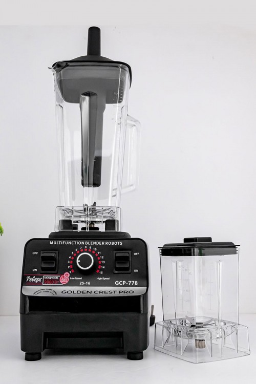 خلاط كهربائي مع مطحنة حبوب و وعاء زجاج 2 لتر بشفرات من الفولاذ المقاوم للصدأ و محرك نحاسي بقوة 6500 واط