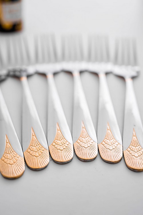 شوك أكل بأطراف ذهبية مزخرفة 12 حبة