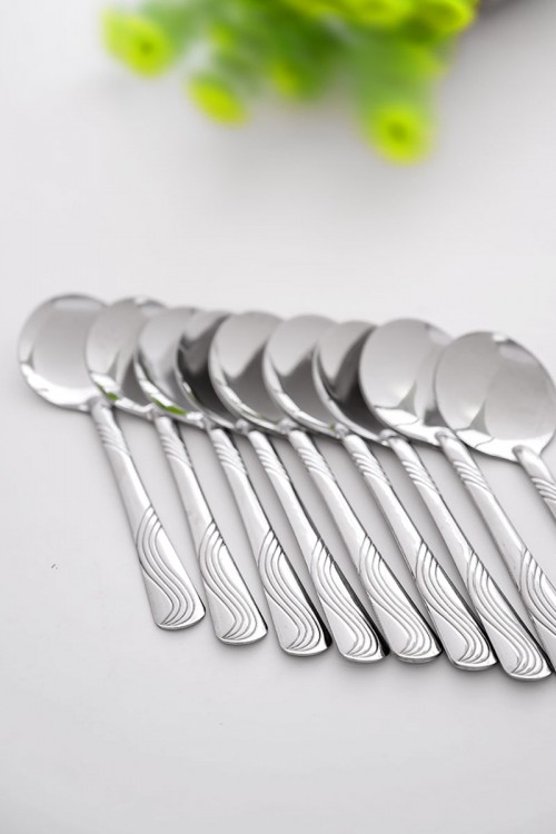 ملاعق معدنية بتصميم حلزوني من المقبض 12 حبة