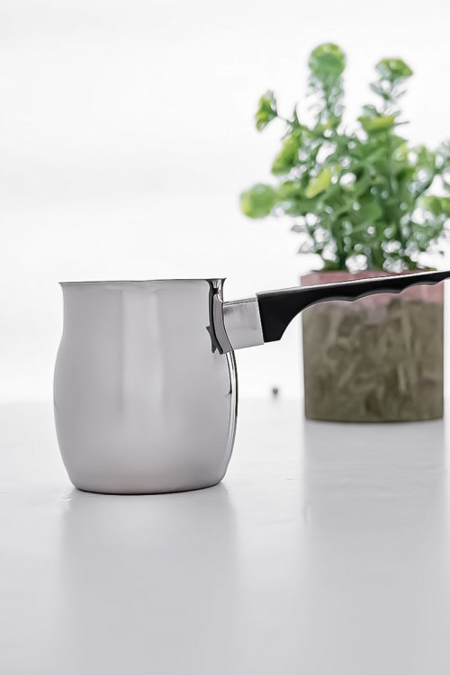 إبريق قهوة ستيل كبير لون فضي و أسود