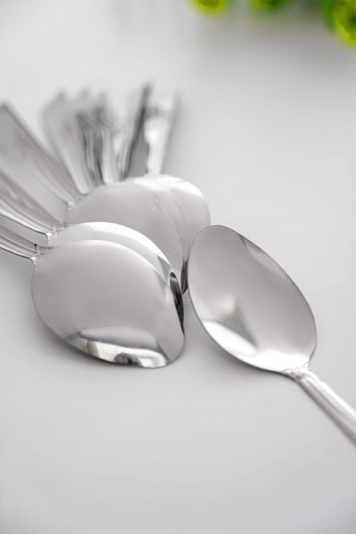 ملاعق أكل ستيل مزينة بزخرفة في المقبض 12 حبة