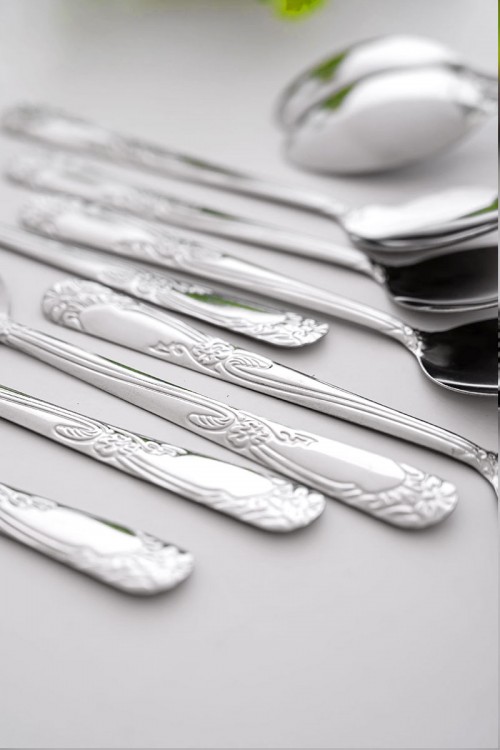 ملاعق أكل ستيل مزينة بزخرفة في المقبض 12 حبة