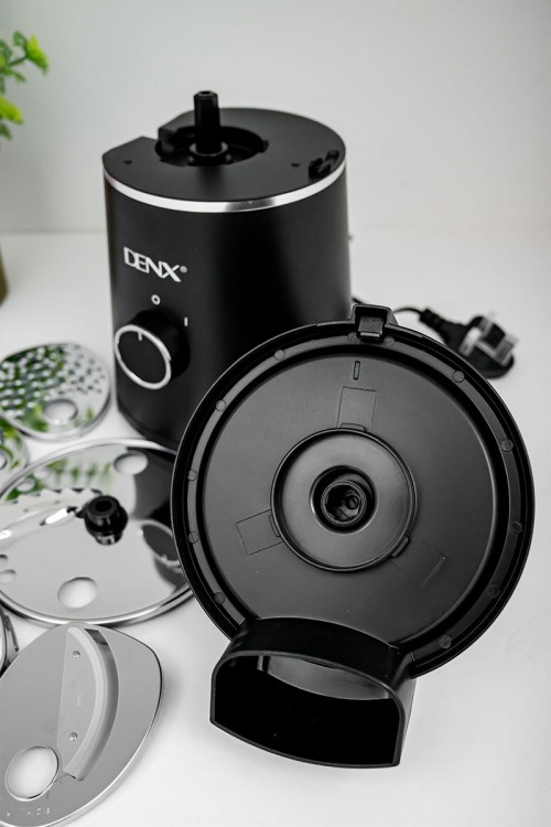 قطاعة خضار كهربائية من Denx لون أسود متعددة الوظائف بشفرات من الفولاذ المقاوم للصدأ بقوة 200 واط