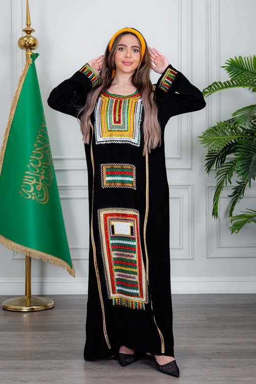 منديل جنوبي عسيري لون أصفر مشجر باللون الأحمر