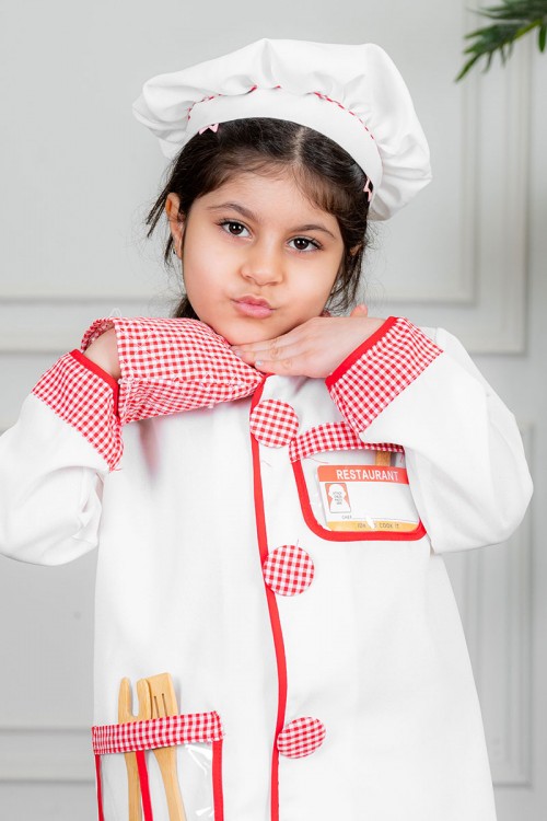 زي-تنكري-بمهنة-الطباخ-لون-أبيض-و-أحمر-بلوزة-بياقة-مطوية-