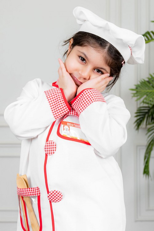 زي-تنكري-بمهنة-الطباخ-لون-أبيض-و-أحمر-بلوزة-بياقة-مطوية-