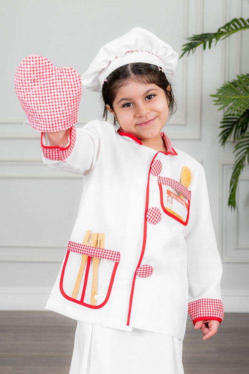 زي-تنكري-بمهنة-الطباخ-لون-أبيض-و-أحمر-بلوزة-بياقة-مطوية-