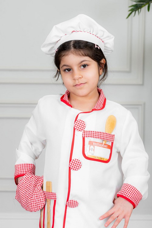 زي-تنكري-بمهنة-الطباخ-لون-أبيض-و-أحمر-بلوزة-بياقة-مطوية-