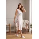 Women's midi shirt in light pink, decorated with writing and drawings on the front