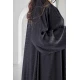 عباية سوداء كلوش أنيقة أزرار قفل امامية قماش مربعات باكمام واسعة