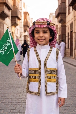 سديري ولادي أنيق مفتوح تطريز باللون الذهبي من الوسط و الأطراف 