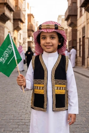 سديري ولادي أنيق مفتوح تطريز باللون الذهبي من الوسط و الأطراف 