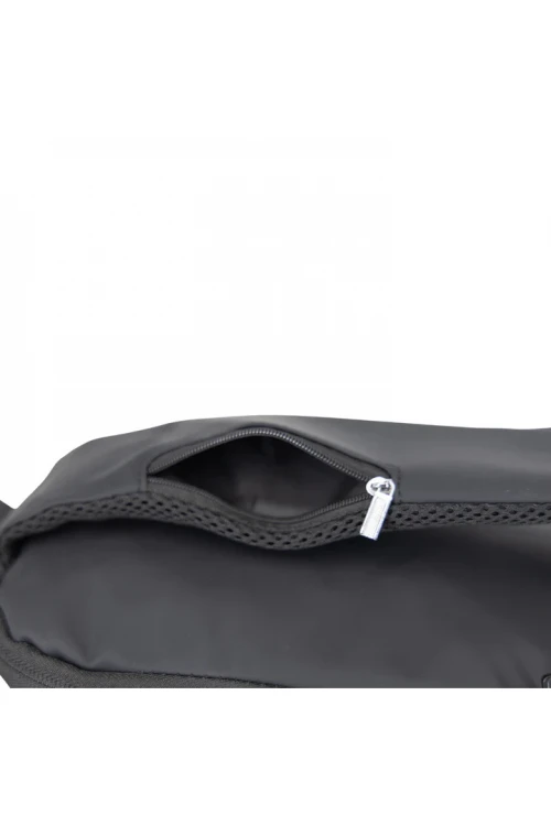 حقيبة ظهر لون بني مع كحلي بجيوب وسحاب من الأمام بقفل مضاد للسرقة مع منفذ شاحن  USB 